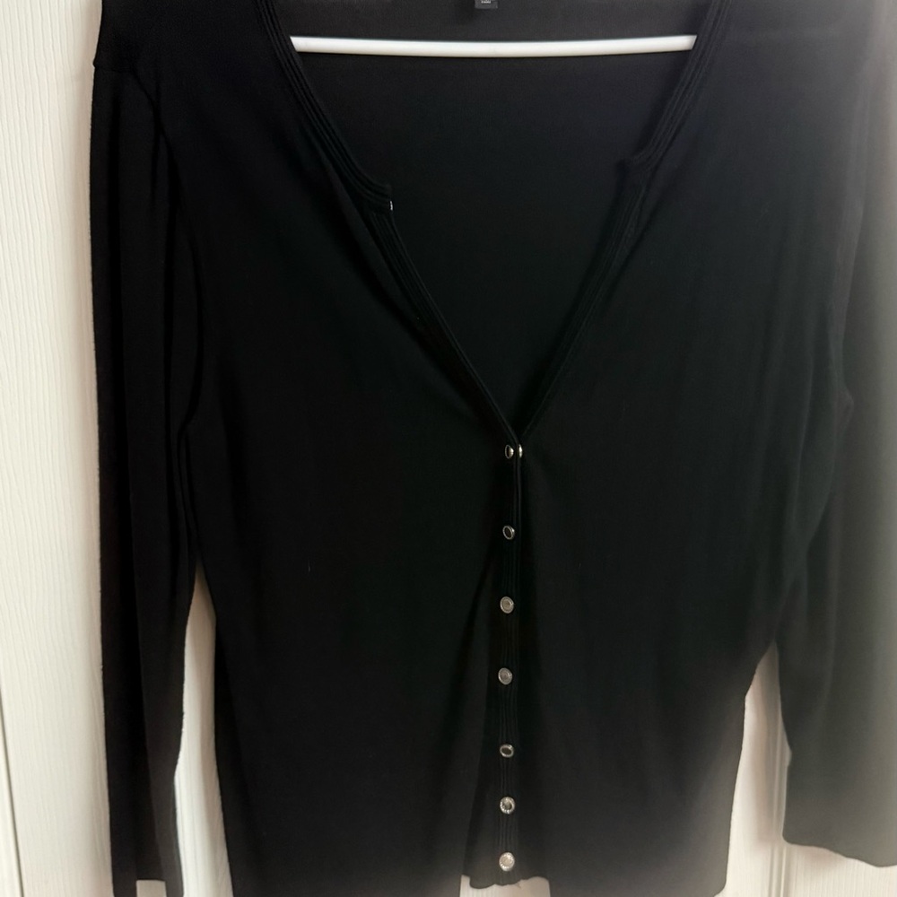 White House Black Market Elegant Black Button-Down Top